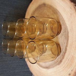 Set of 8 Vintage Honey-Amber stackable glasses